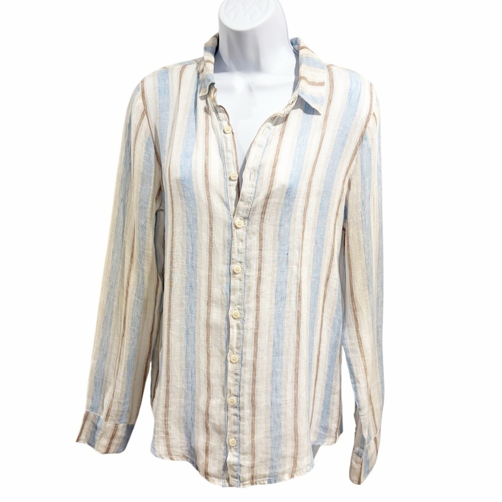 CP Shades Romy Linen Striped Button Down Shirt size Small